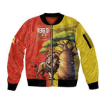 Afro Senegal Independence Day Sleeve Zip Bomber Jacket 65th Anniversary - Kente Pattern