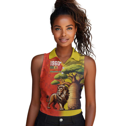 Afro Senegal Independence Day Women Sleeveless Polo Shirt 65th Anniversary - Kente Pattern