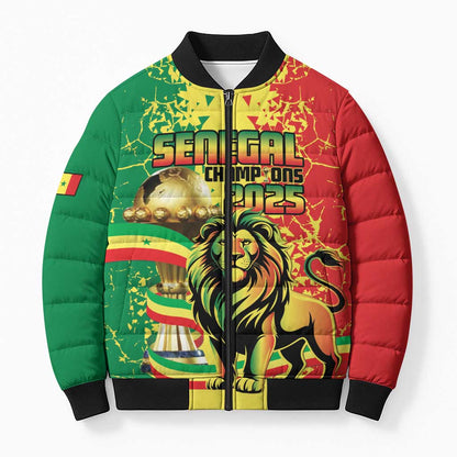 Custom Senegal Football Bomber Puffer Jacket We Are the Champions
