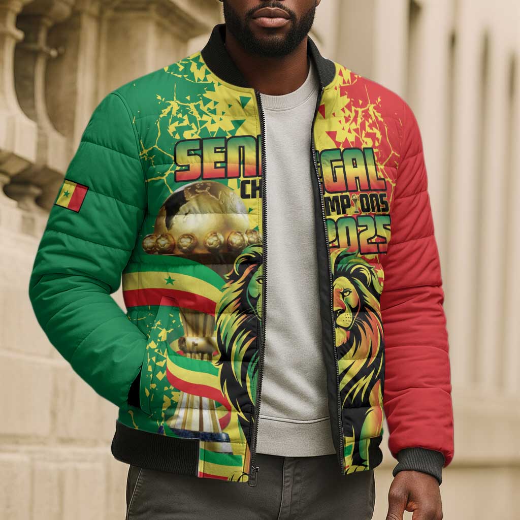 Custom Senegal Football Bomber Puffer Jacket We Are the Champions