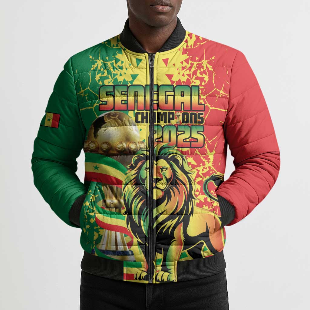 Custom Senegal Football Bomber Puffer Jacket We Are the Champions