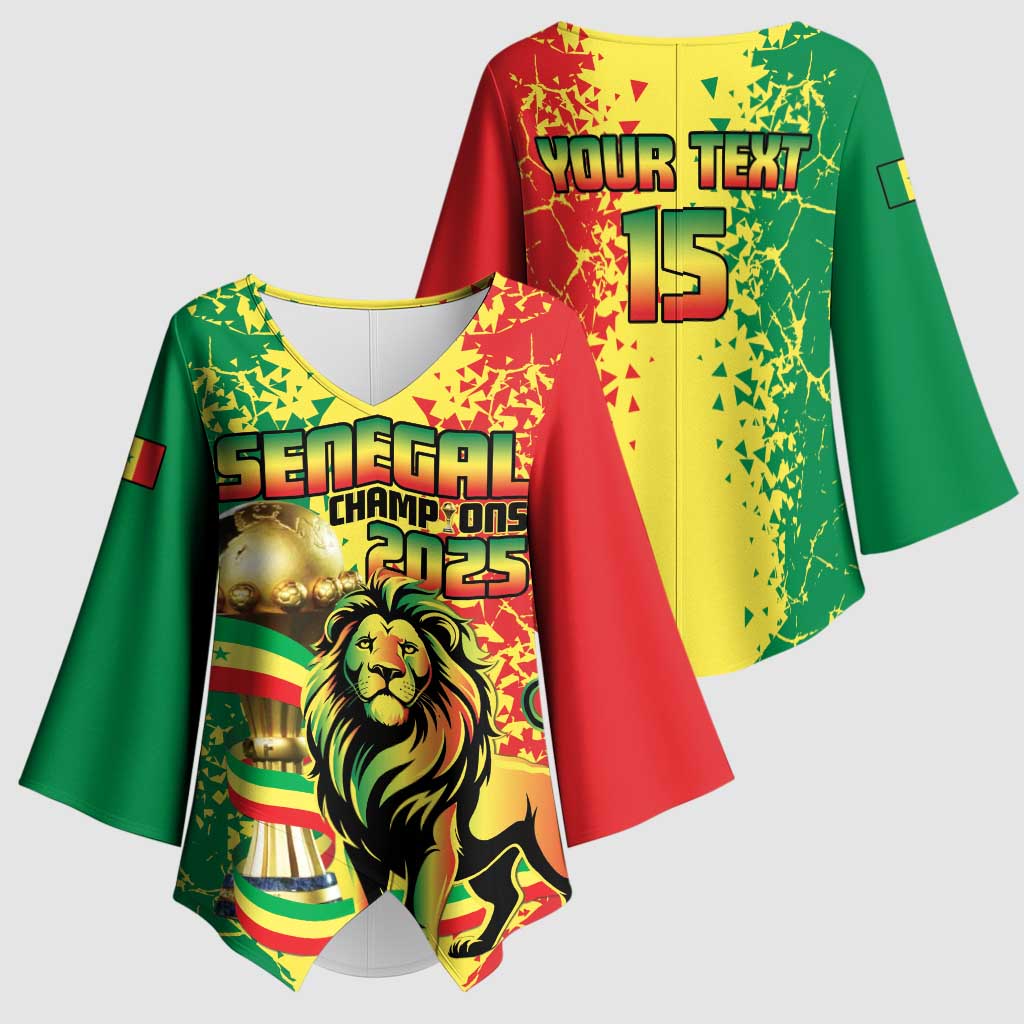 Custom Senegal Football Kimono Sleeve Blouse We Are the Champions