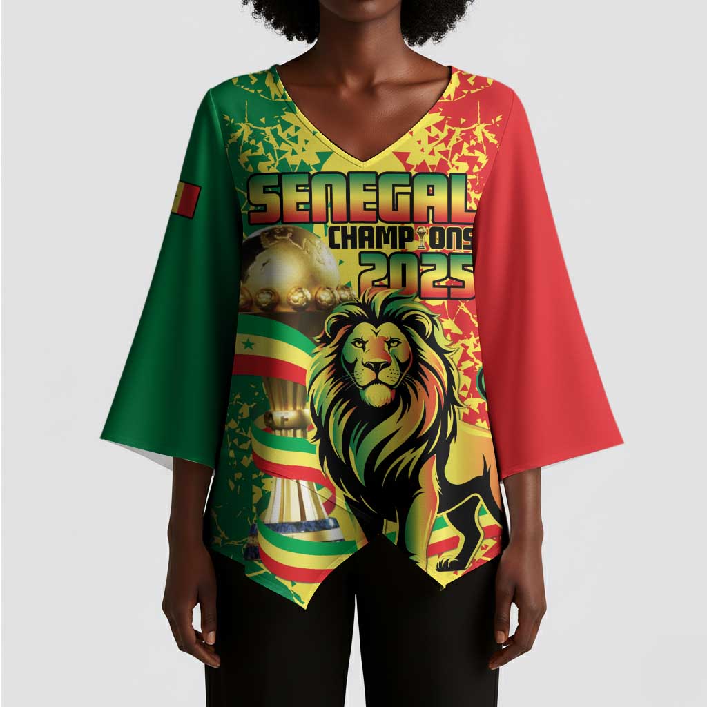 Custom Senegal Football Kimono Sleeve Blouse We Are the Champions