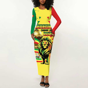 Custom Senegal Football Long Sleeve Bodycon Dress We Are the Champions