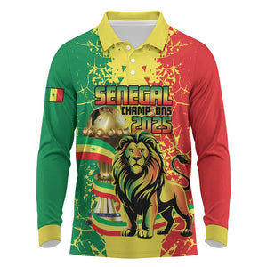 Custom Senegal Football Long Sleeve Polo Shirt We Are the Champions