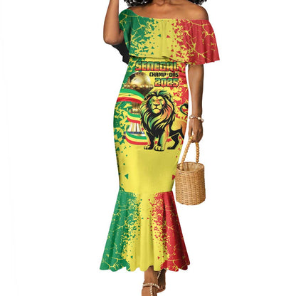 Custom Senegal Football Mermaid Dress We Are the Champions