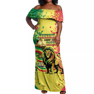 Custom Senegal Football Off Shoulder Maxi Dress We Are the Champions