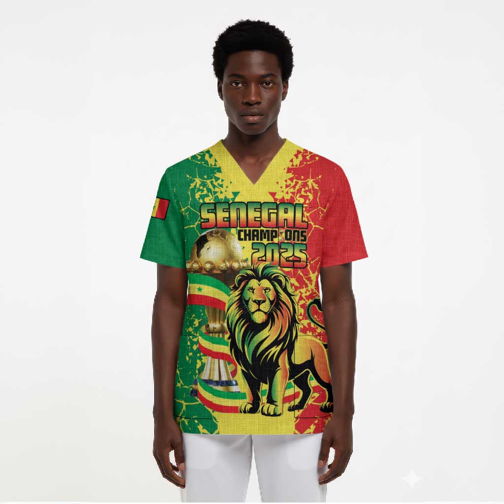 Custom Senegal Football Scrub Top We Are the Champions