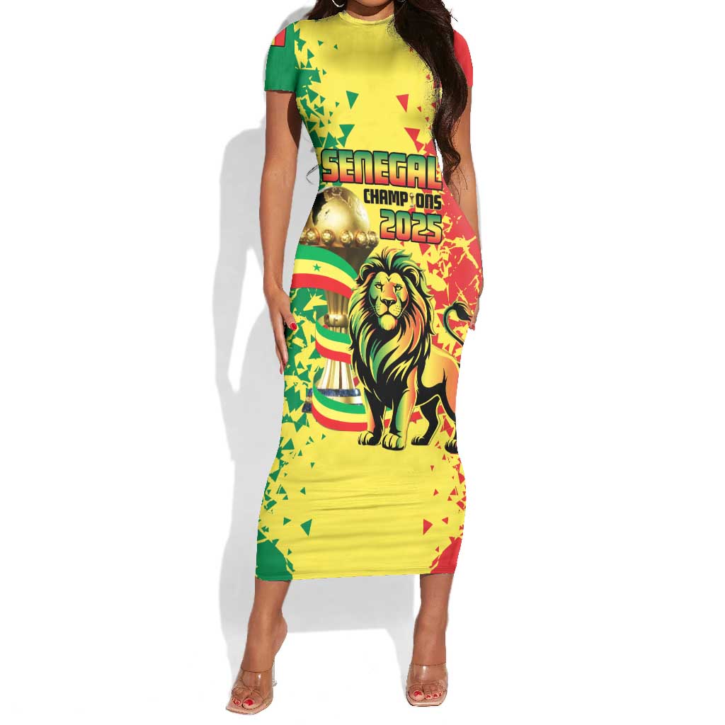 Custom Senegal Football Short Sleeve Bodycon Dress We Are the Champions