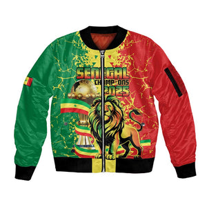 Custom Senegal Football Sleeve Zip Bomber Jacket We Are the Champions