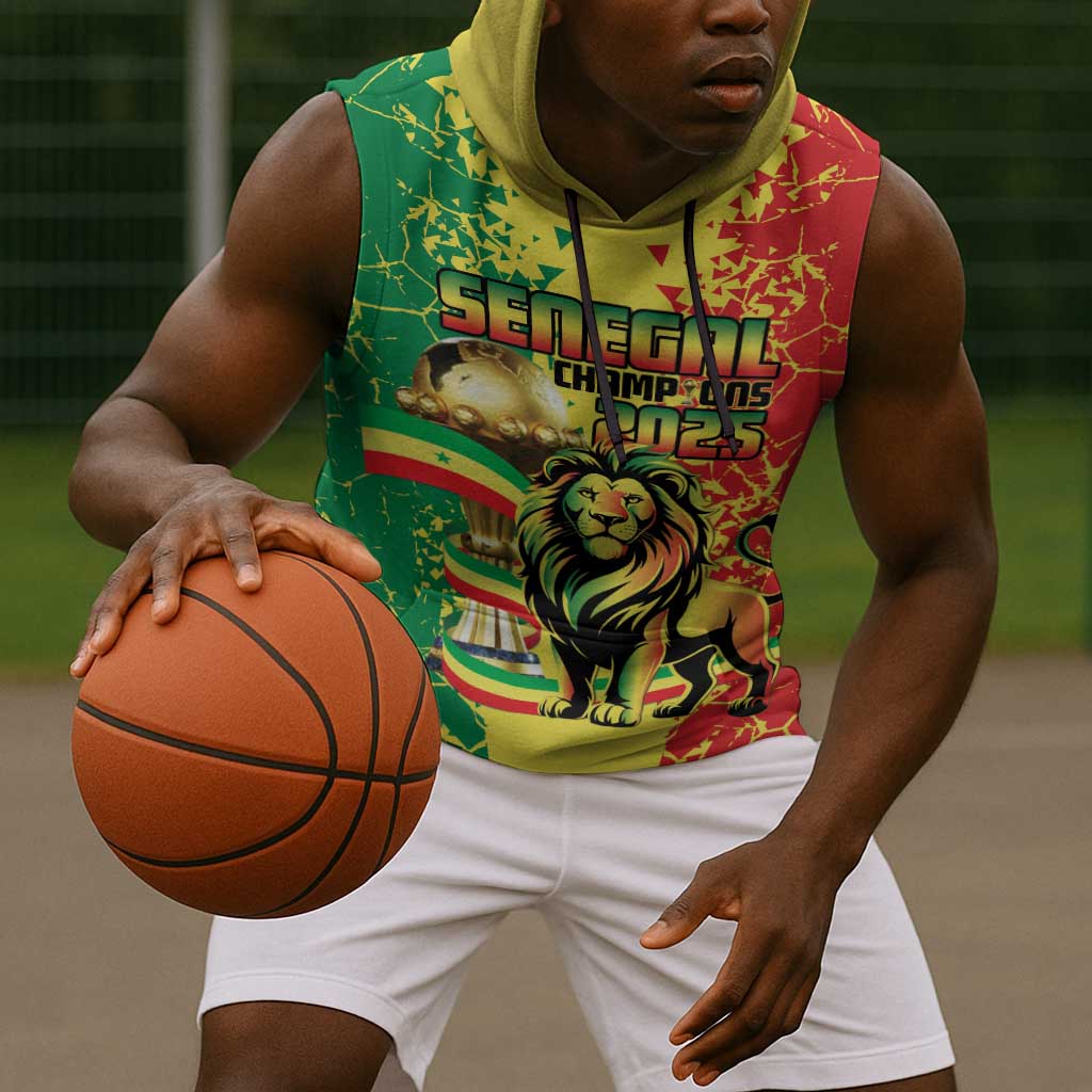 Custom Senegal Football Sleeveless Hoodie We Are the Champions