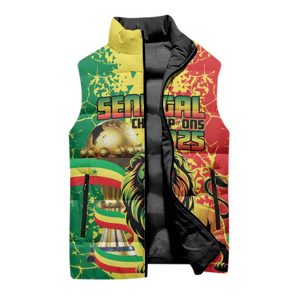 Custom Senegal Football Sleeveless Puffer Jacket We Are the Champions