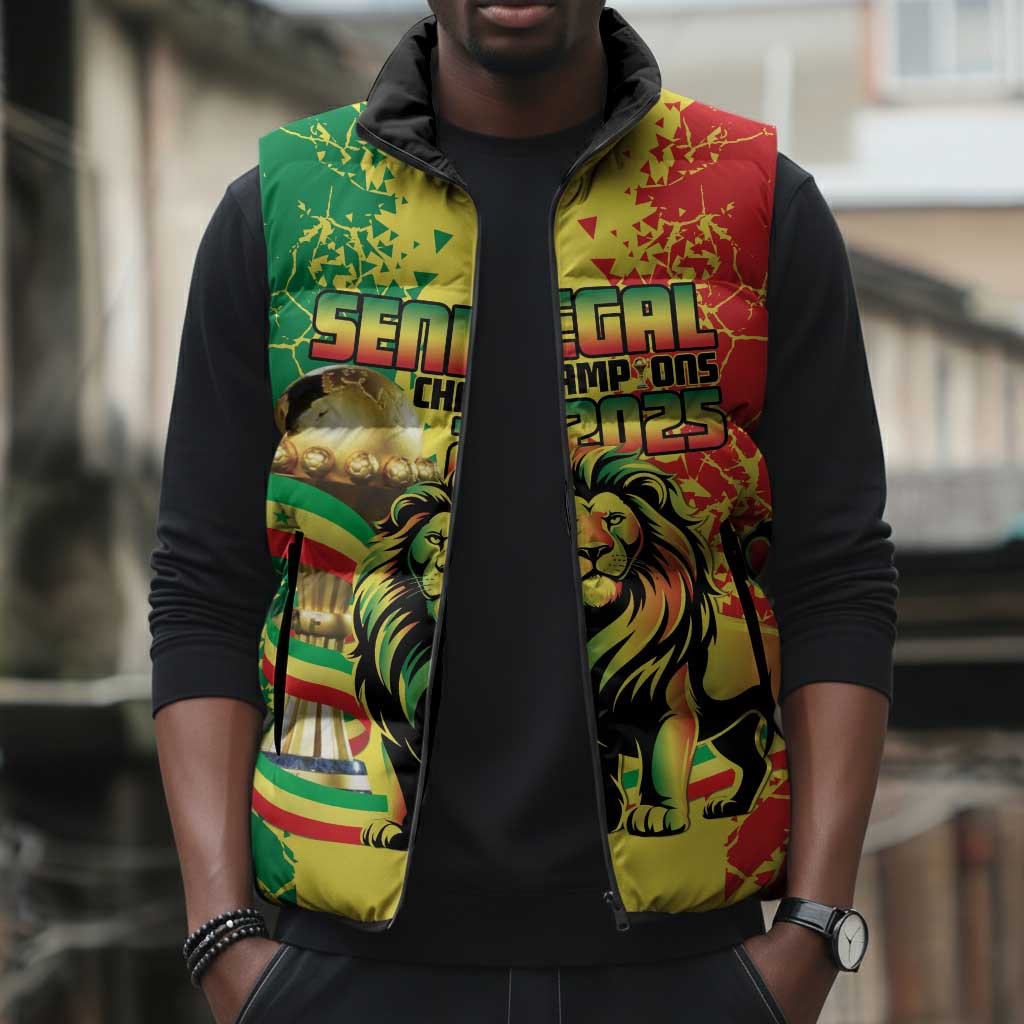 Custom Senegal Football Sleeveless Puffer Jacket We Are the Champions
