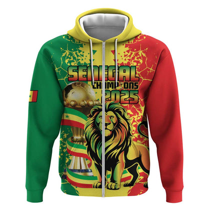 Custom Senegal Football Zip Hoodie We Are the Champions