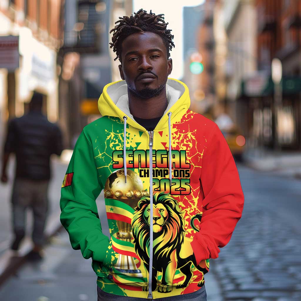 Custom Senegal Football Zip Hoodie We Are the Champions