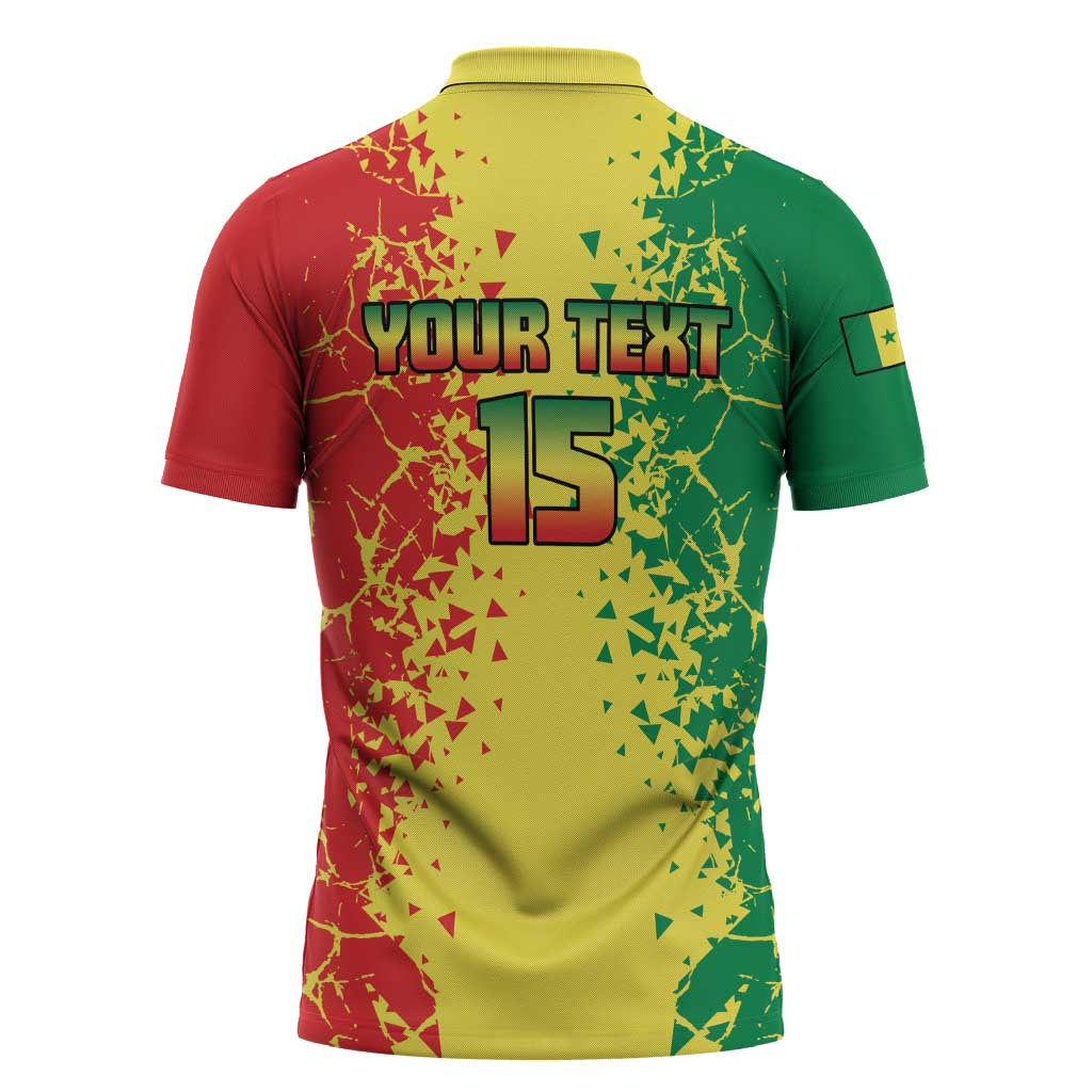 Custom Senegal Football Zipper Polo Shirt We Are the Champions