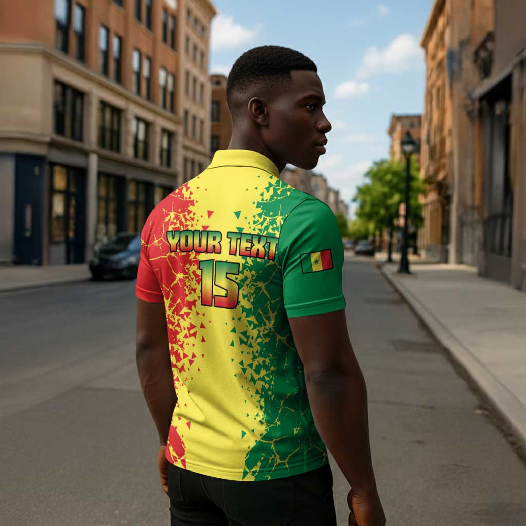Custom Senegal Football Zipper Polo Shirt We Are the Champions