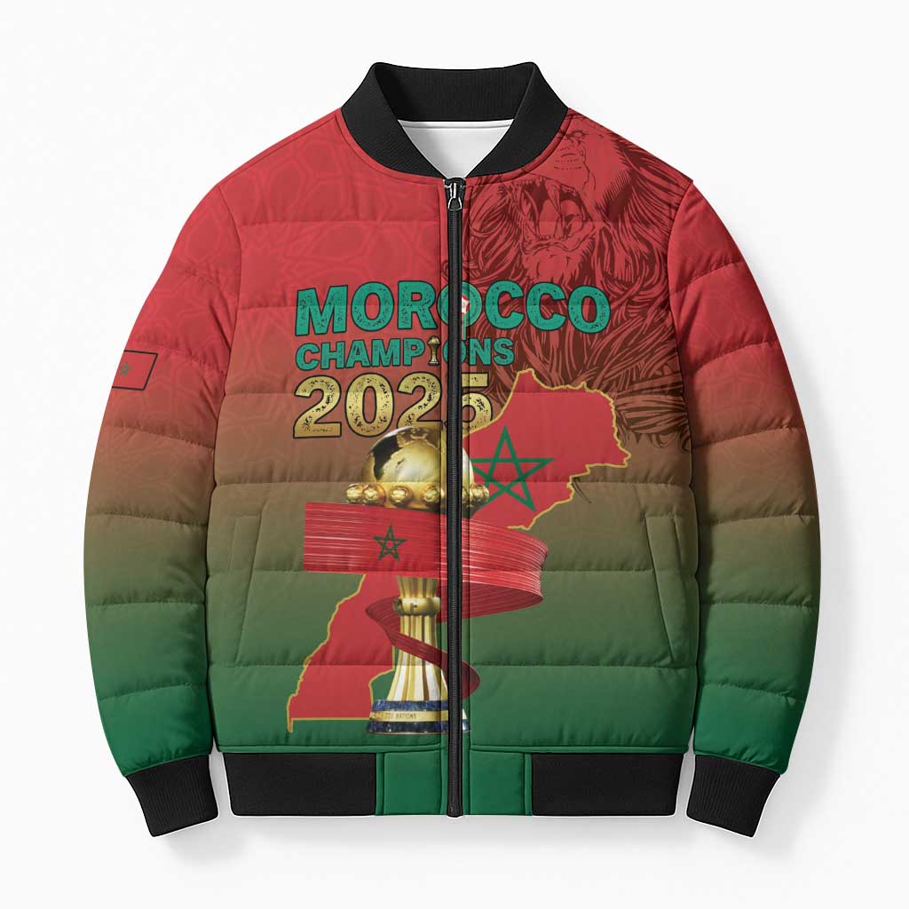 Custom Morocco Football Bomber Puffer Jacket 2025 Victory Is Ours