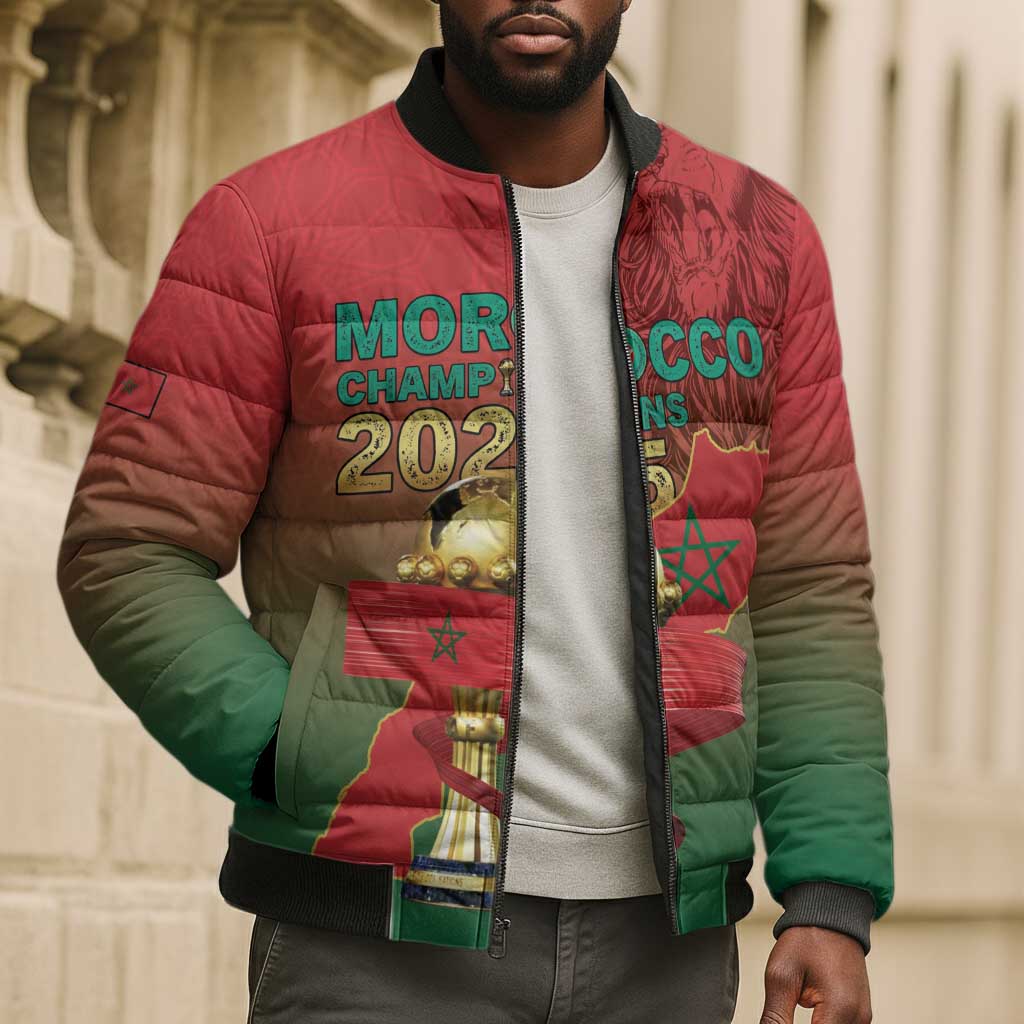 Custom Morocco Football Bomber Puffer Jacket 2025 Victory Is Ours