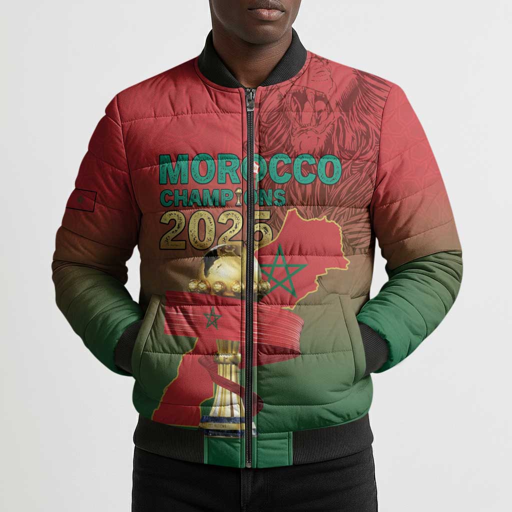 Custom Morocco Football Bomber Puffer Jacket 2025 Victory Is Ours