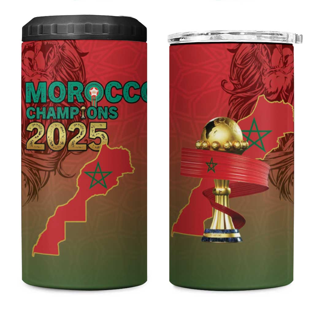 Morocco Football 4 in 1 Can Cooler Tumbler 2025 Victory Is Ours