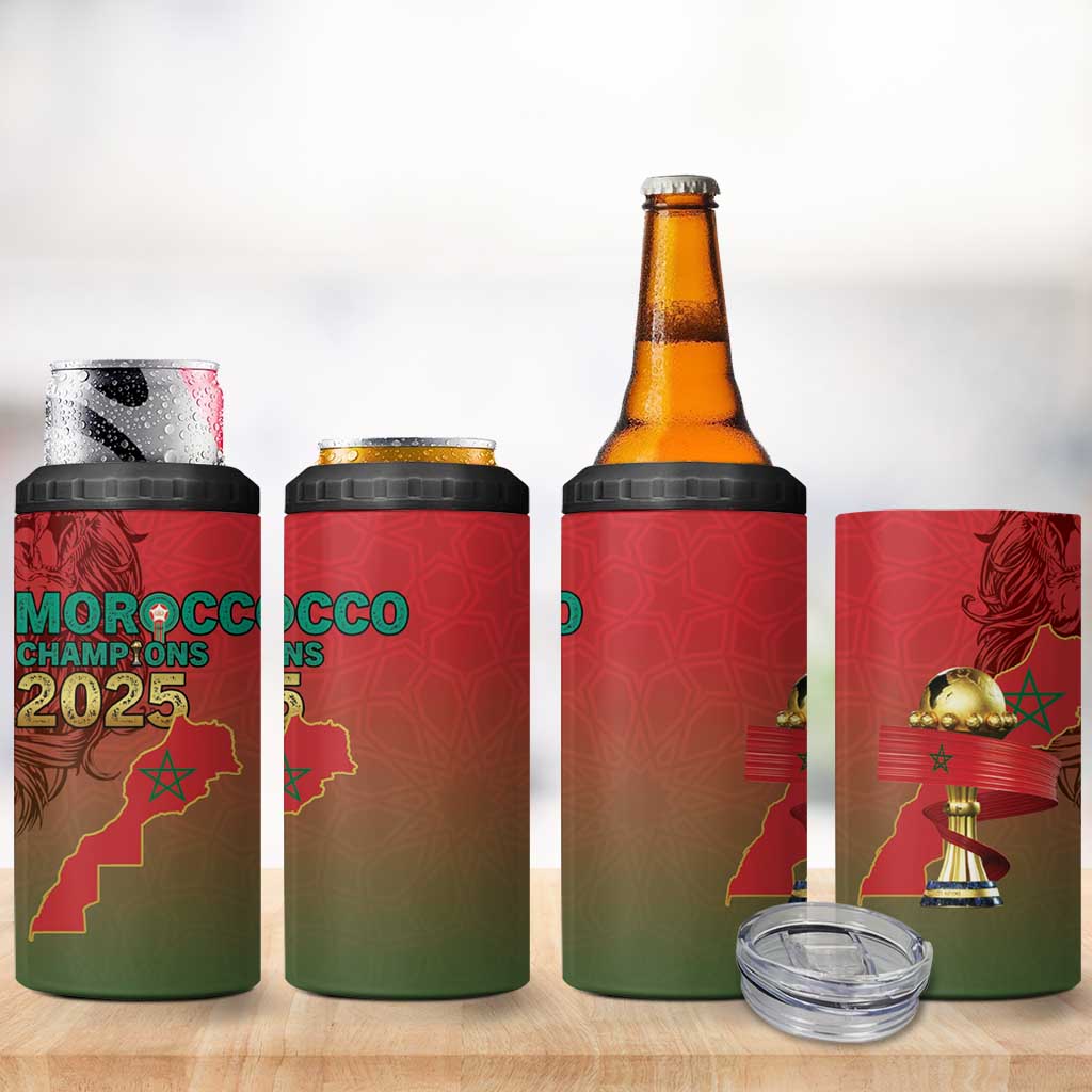 Morocco Football 4 in 1 Can Cooler Tumbler 2025 Victory Is Ours