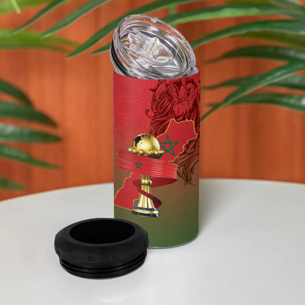 Morocco Football 4 in 1 Can Cooler Tumbler 2025 Victory Is Ours