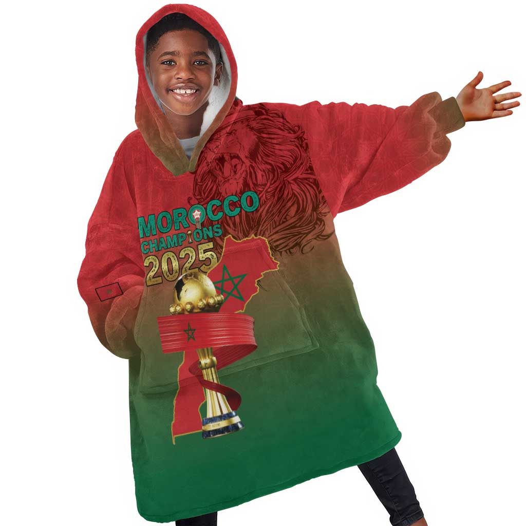 Custom Morocco Football Kid Wearable Blanket Hoodie 2025 Victory Is Ours