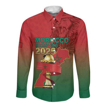 Custom Morocco Football Long Sleeve Button Shirt 2025 Victory Is Ours