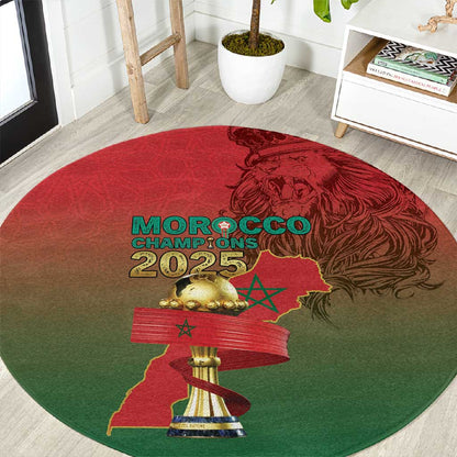 Morocco Football Round Carpet 2025 Victory Is Ours