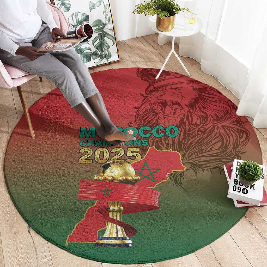 Morocco Football Round Carpet 2025 Victory Is Ours