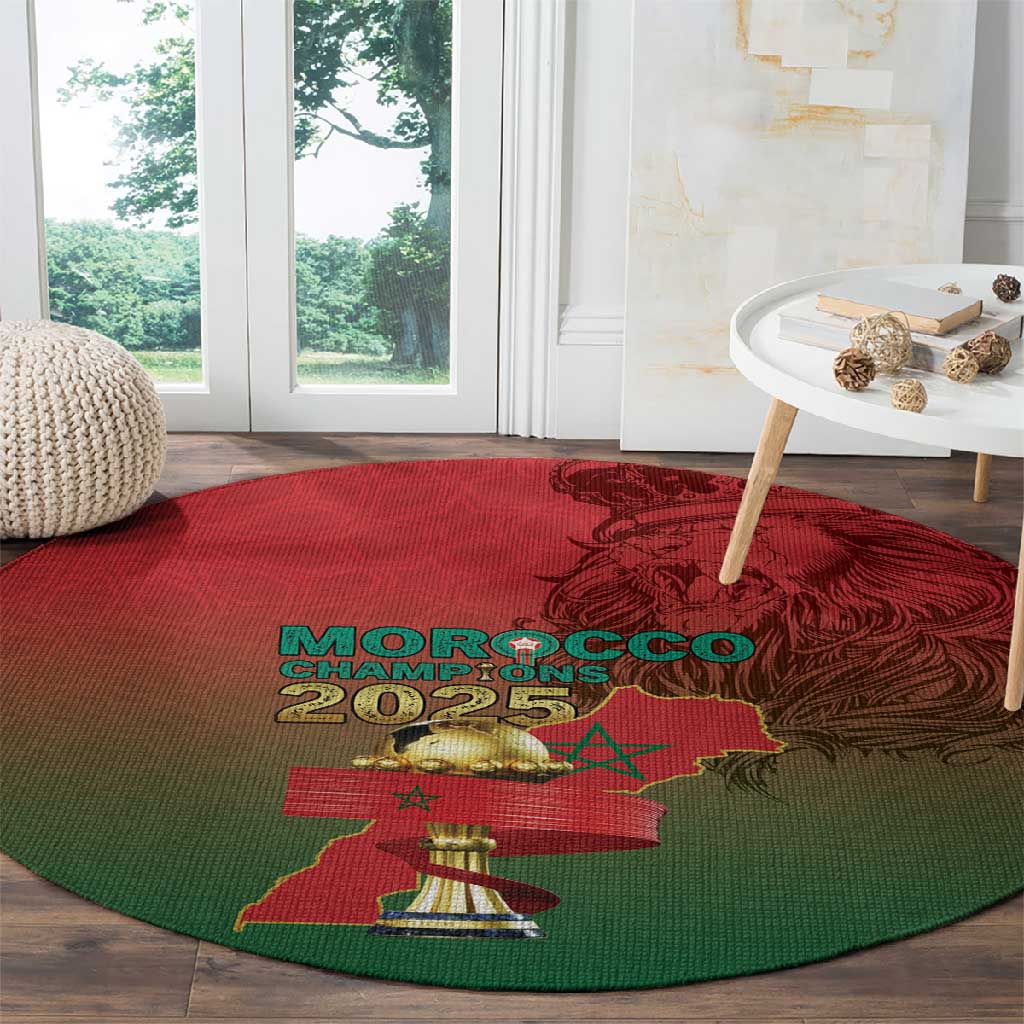 Morocco Football Round Carpet 2025 Victory Is Ours