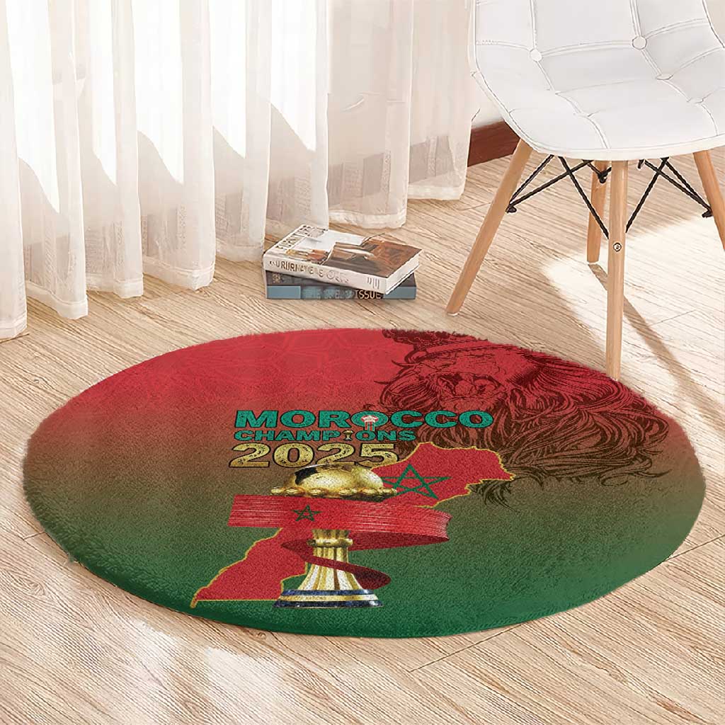 Morocco Football Round Carpet 2025 Victory Is Ours