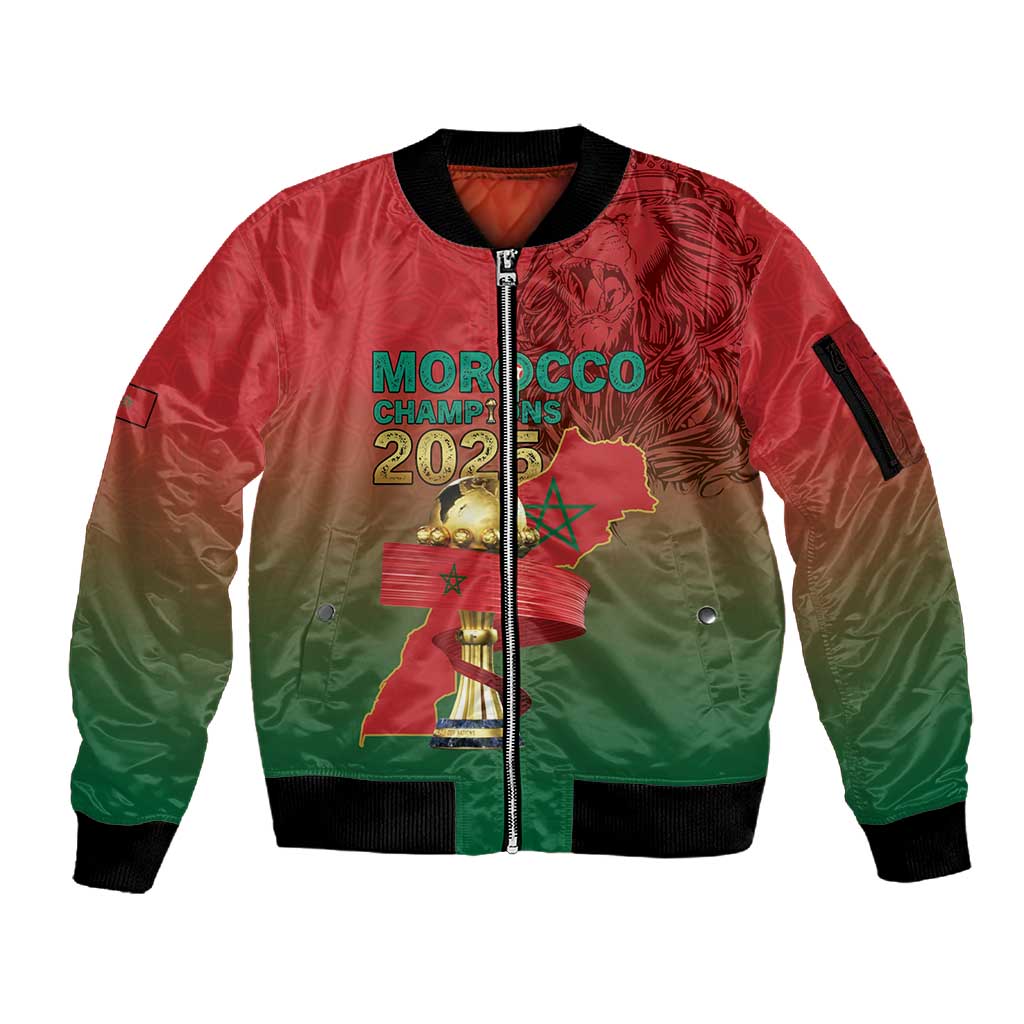 Custom Morocco Football Sleeve Zip Bomber Jacket 2025 Victory Is Ours
