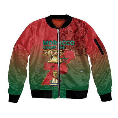 Custom Morocco Football Sleeve Zip Bomber Jacket 2025 Victory Is Ours