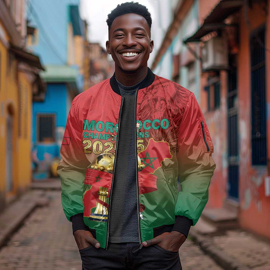 Custom Morocco Football Sleeve Zip Bomber Jacket 2025 Victory Is Ours