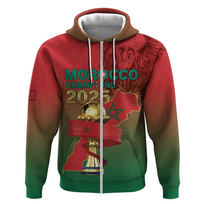 Custom Morocco Football Zip Hoodie 2025 Victory Is Ours