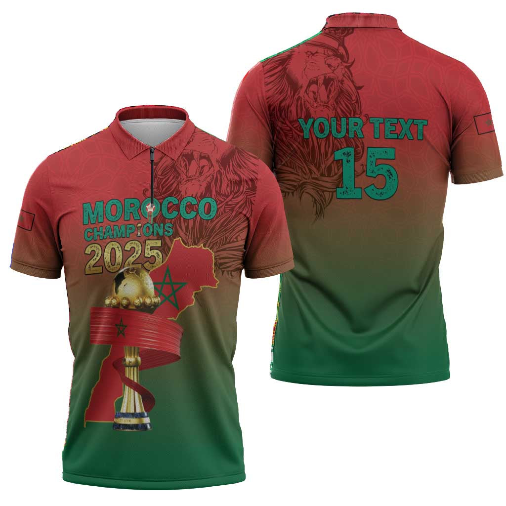 Custom Morocco Football Zipper Polo Shirt 2025 Victory Is Ours