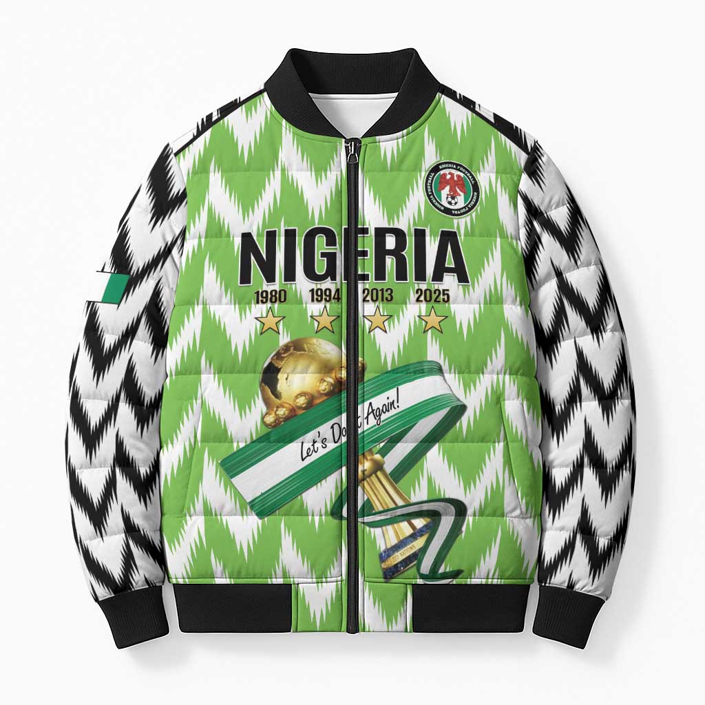 Custom Nigeria Football Bomber Puffer Jacket Super Eagles - Let’s Do It Again