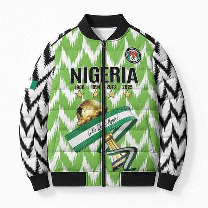 Custom Nigeria Football Bomber Puffer Jacket Super Eagles - Let’s Do It Again
