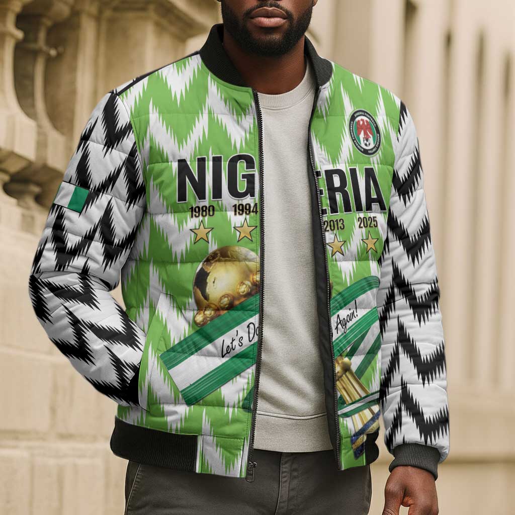 Custom Nigeria Football Bomber Puffer Jacket Super Eagles - Let’s Do It Again