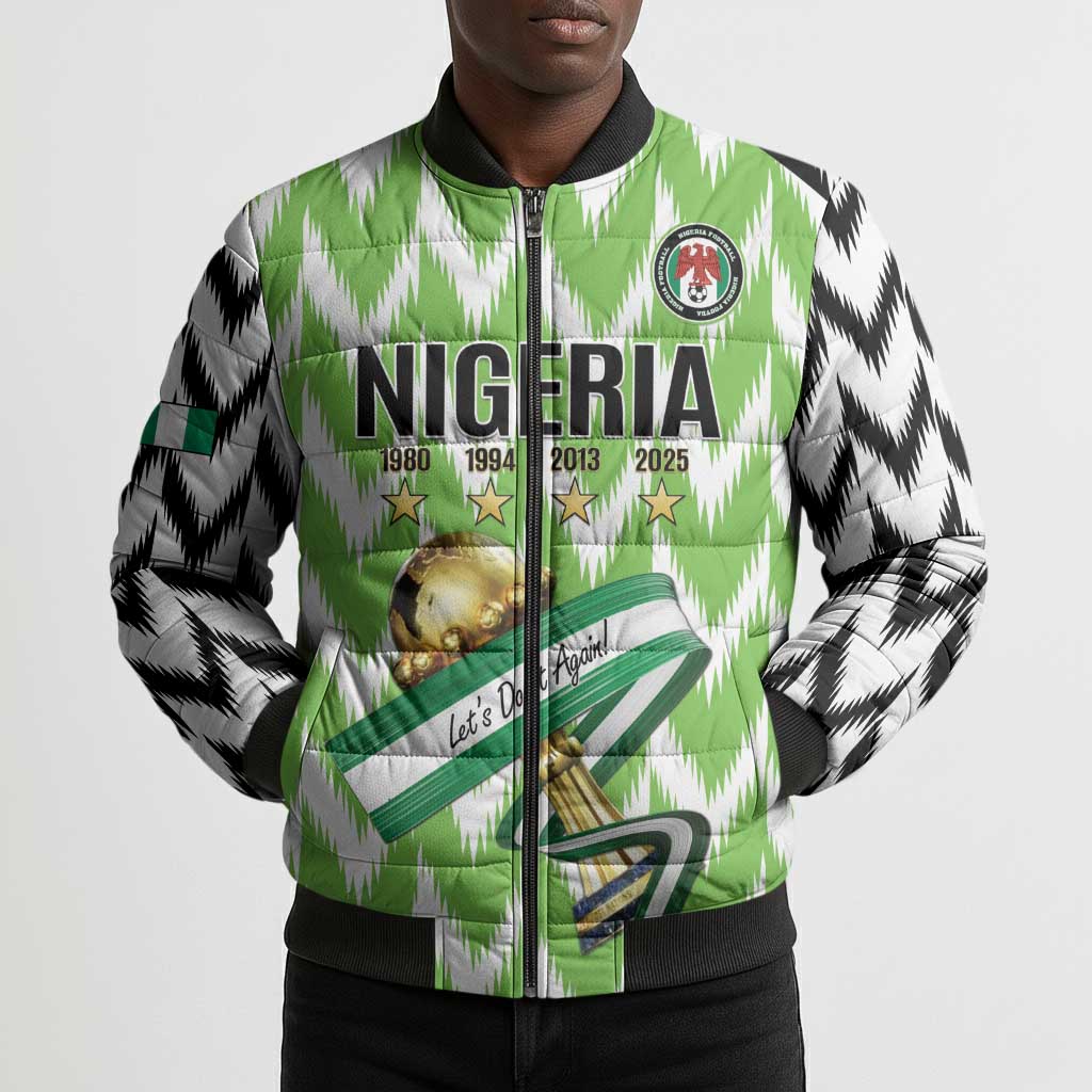 Custom Nigeria Football Bomber Puffer Jacket Super Eagles - Let’s Do It Again