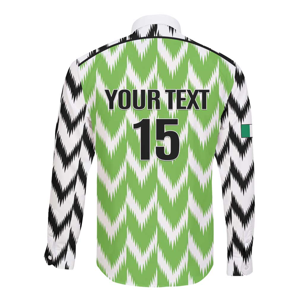 Custom Nigeria Football Long Sleeve Button Shirt Super Eagles - Let’s Do It Again