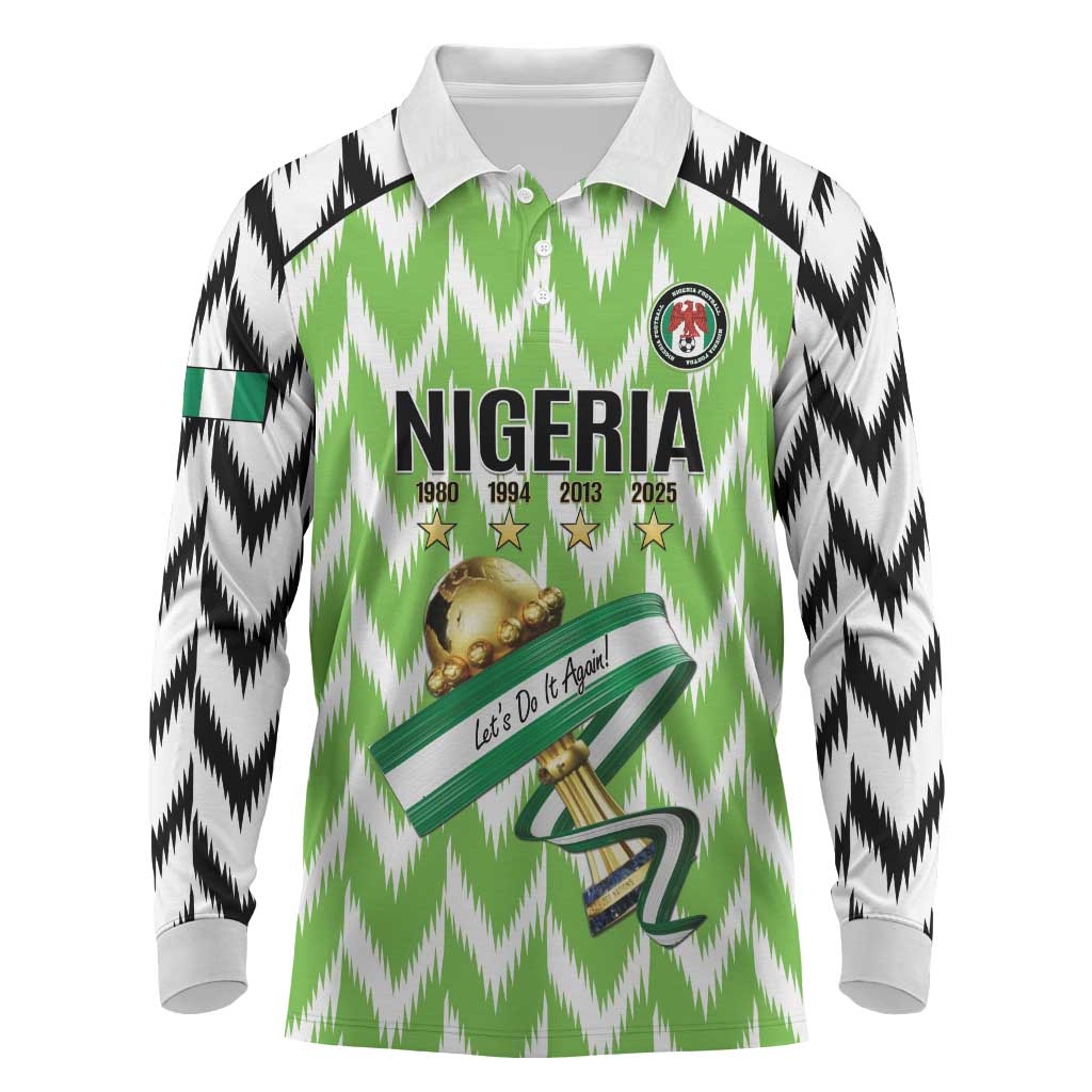 Custom Nigeria Football Long Sleeve Polo Shirt Super Eagles - Let’s Do It Again