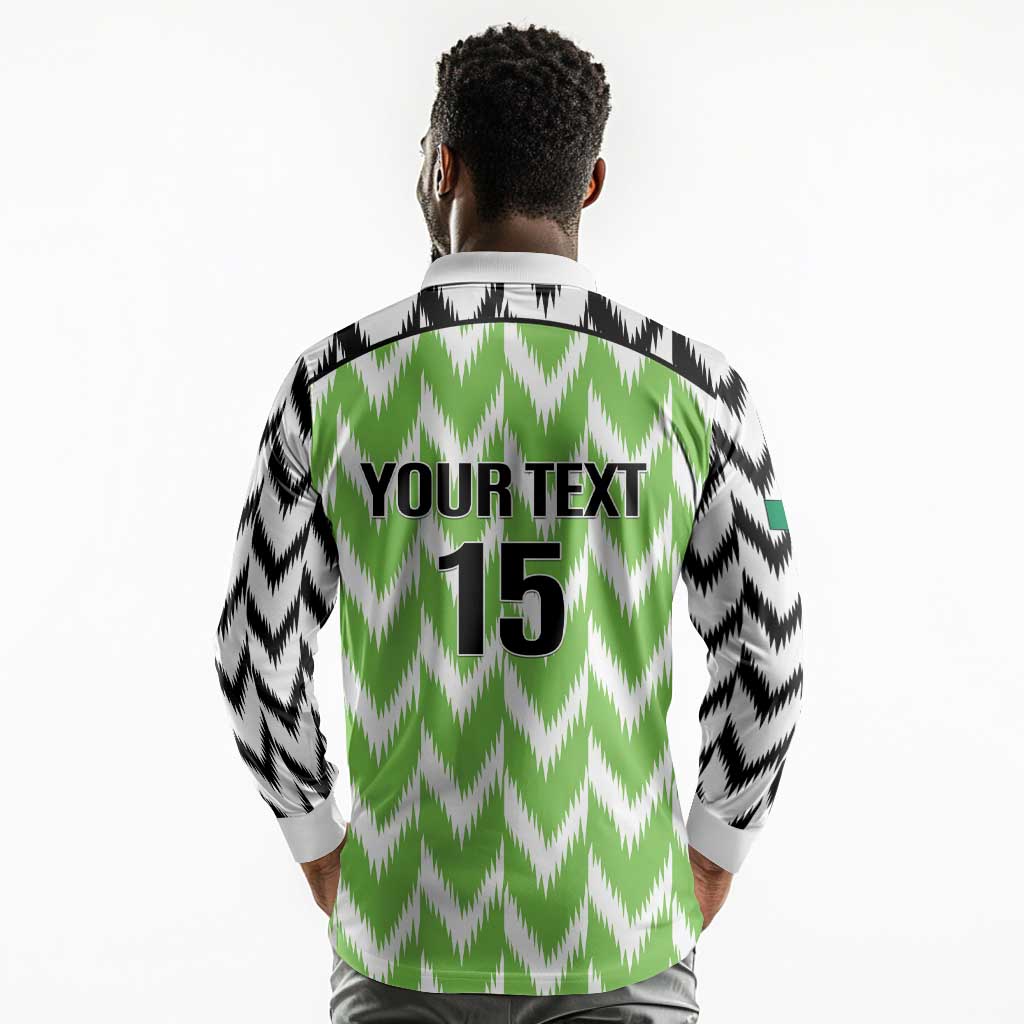 Custom Nigeria Football Long Sleeve Polo Shirt Super Eagles - Let’s Do It Again