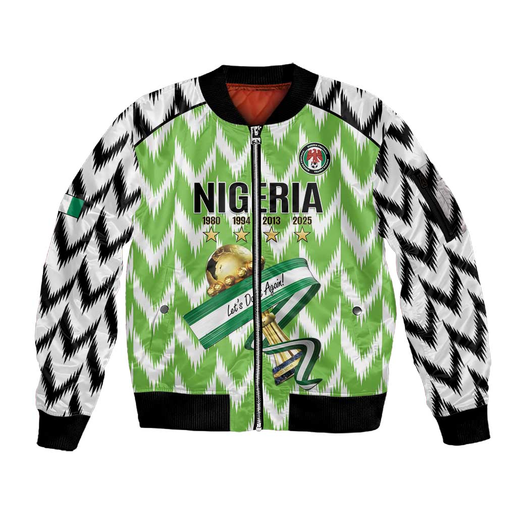 Custom Nigeria Football Sleeve Zip Bomber Jacket Super Eagles - Let’s Do It Again