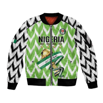 Custom Nigeria Football Sleeve Zip Bomber Jacket Super Eagles - Let’s Do It Again