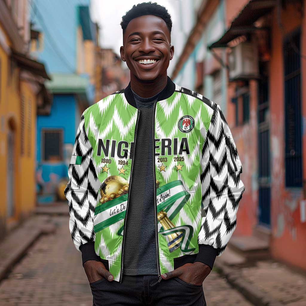 Custom Nigeria Football Sleeve Zip Bomber Jacket Super Eagles - Let’s Do It Again