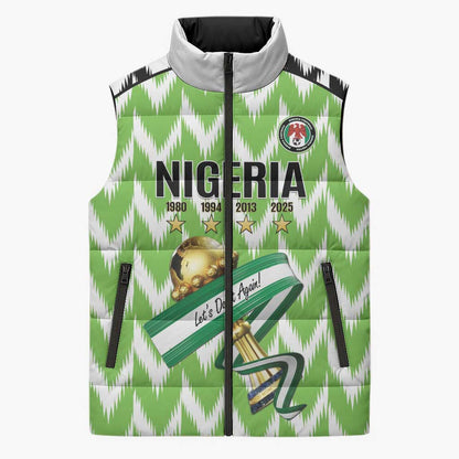 Custom Nigeria Football Sleeveless Puffer Jacket Super Eagles - Let’s Do It Again