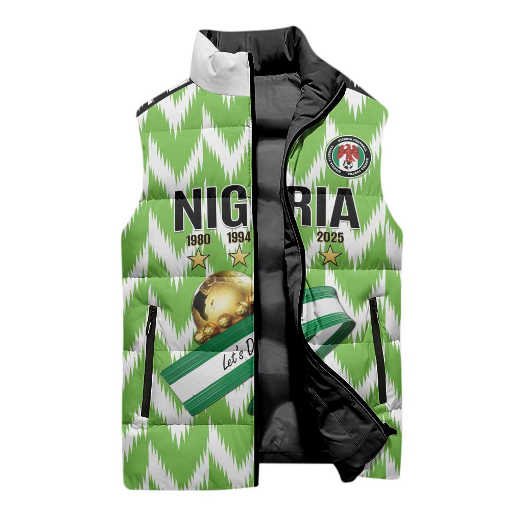 Custom Nigeria Football Sleeveless Puffer Jacket Super Eagles - Let’s Do It Again